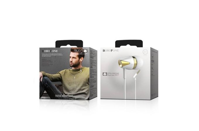 Наушники вакуумные проводные BOROFONE BM-13 Soul Melody (бело-золотистый)