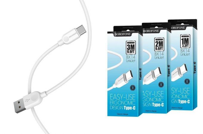 Кабель USB - USB Type-C BOROFONE BX14, 2A (белый) 1м