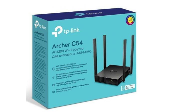 Wi-Fi роутер TP-Link Archer C54 802.11a/b/g/n/ac, 2.4/5 ГГц, 300/867 Мбит/с, 4xLAN