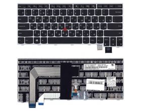 Клавиатура для ноутбука Lenovo Thinkpad T460S T470S черная с серебристой рамкой