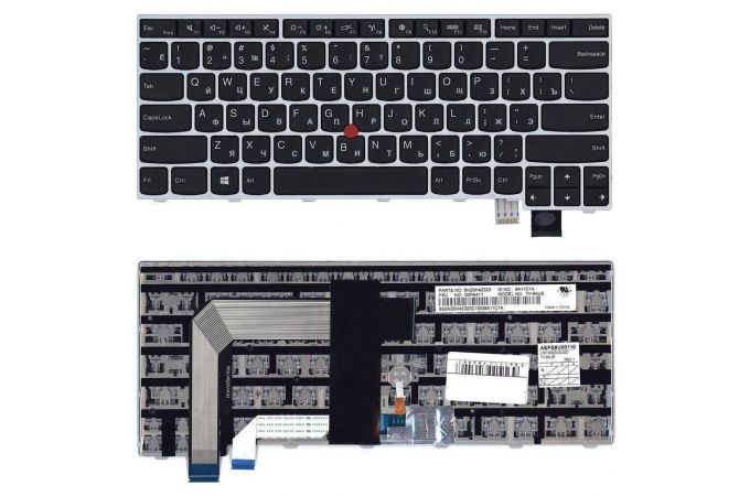 Клавиатура для ноутбука Lenovo Thinkpad T460S T470S черная с серебристой рамкой