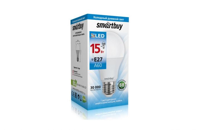 Лампа светодиодная Smartbuy ЛОН A60 E27 15W (1200lm) 6000K 119x60 SBL-A60-15-60K-E27