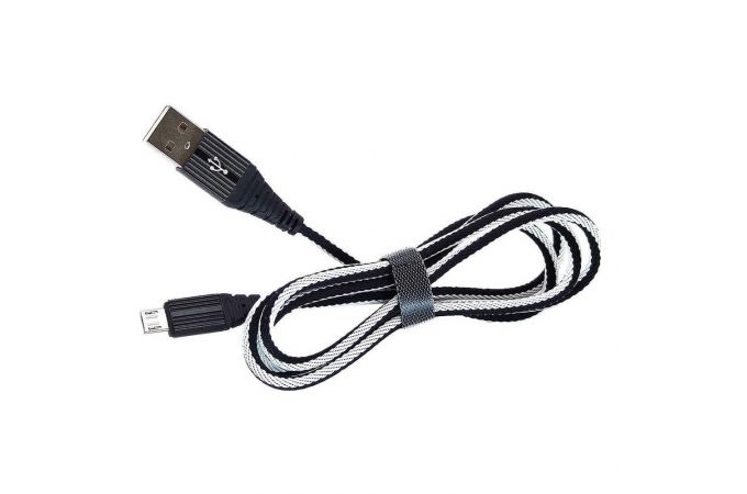 Кабель USB - MicroUSB Орбита OT-SMM09, 2.4A (бело-черный) 1м (в оплетке)
