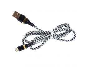 Кабель USB - MicroUSB Орбита KM-119, 2.4A (бело-черный) 1м (в оплетке)