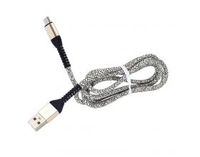 Кабель USB - MicroUSB Орбита KM-122, 2.4A (бело-черный) 1м (в оплетке)