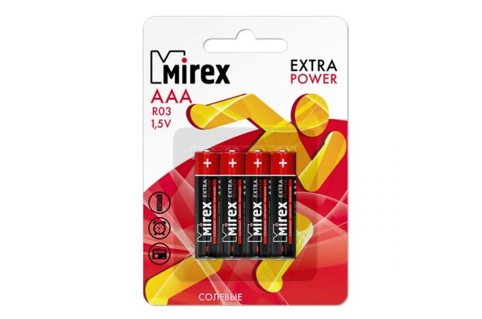 Батарейка солевая Mirex R6 / AA 1,5V  4 шт (4/48/480), цена за блистер 4 шт 23702-ER6-E4