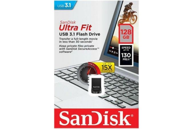 Флешка USB 2.0 SanDisk Cruzer Ultra Fit 128Gb