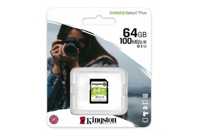 Карта памяти SDXC 64 Gb Kingston class 10 100Mb/s Canvas Select Plus / SDS2/64GB