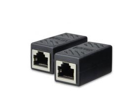 Адаптер проходной для витой пары интернет кабеля RJ45 Cat5E/Cat6 (BLACK)