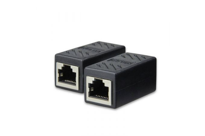 Адаптер проходной для витой пары интернет кабеля RJ45 Cat5E/Cat6 (BLACK)