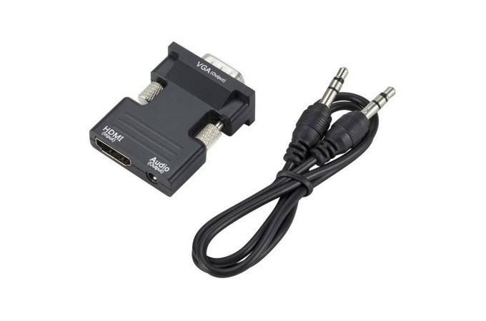 Конвертер переходник HDMI (мама) - VGA (папа) + jack 3.5 черный