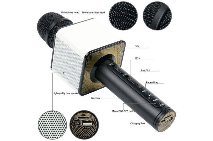 Караоке микрофон SDRD SD-08 (Bluetooth, динамики, USB) (черный)