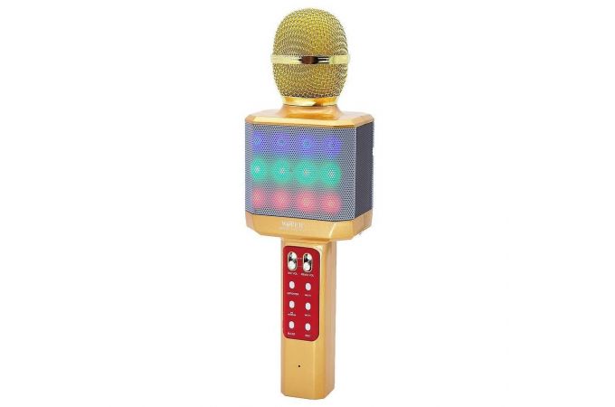 Караоке микрофон WSTER WS-1828 (Bluetooth, динамики, USB) (золотистый)