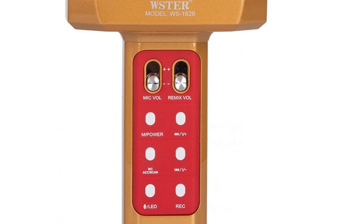 Караоке микрофон WSTER WS-1828 (Bluetooth, динамики, USB) (золотистый)