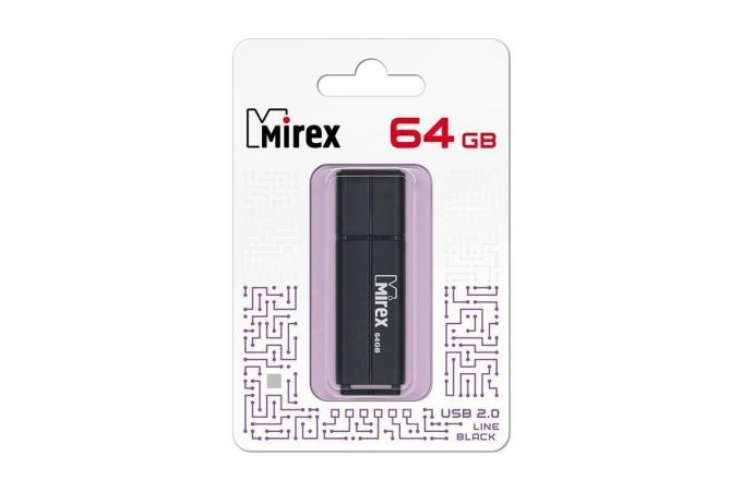 Флешка USB 2.0 Mirex LINE BLACK 64GB (ecopack)