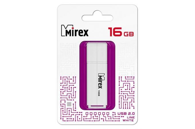 Флешка USB 2.0 Mirex LINE WHITE 16GB (ecopack)
