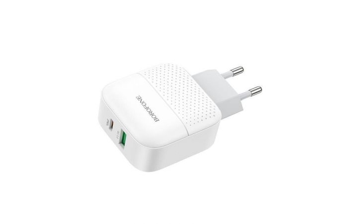 Сетевое зарядное устройство USB + USB-C BOROFONE BA46A Premium PD+ QC 3.0 (белый)