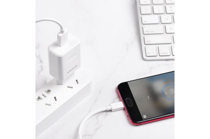 Сетевое зарядное устройство 2USB + кабель MicroUSB BOROFONE BA53A Powerway 2100mAh (белый)