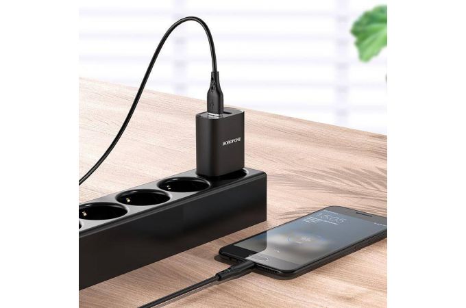 Сетевое зарядное устройство 2USB + кабель MicroUSB BOROFONE BN2 Super Fast 2100mAh (черный)