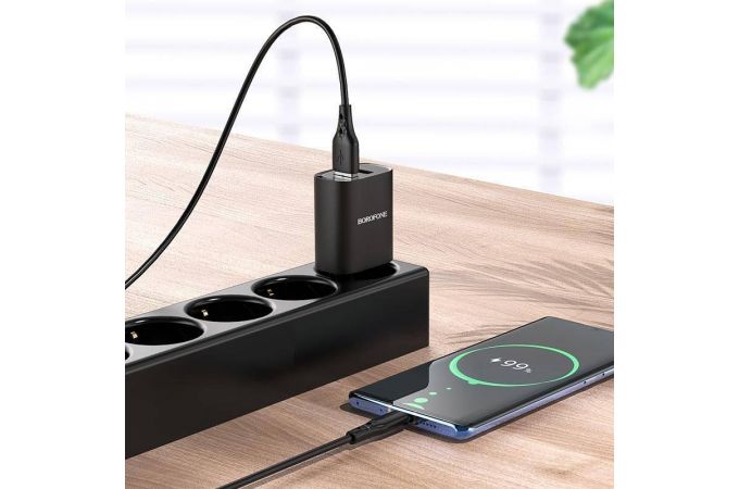 Сетевое зарядное устройство 2USB + кабель Type-C BOROFONE BN2 Super Fast (черный)
