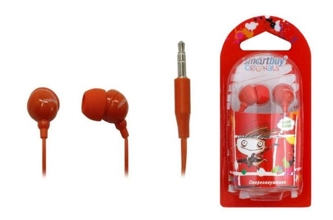 Наушники вакуумные проводные Smartbuy COLOR TREND SBE-3300 1.2м (красный)