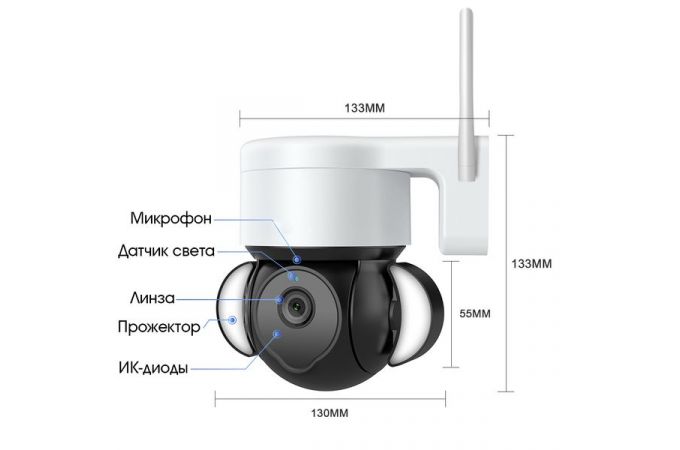 Видеокамера Орбита OT-VNI47 IP-WI-FI (2048*1536, 3Mpix, 3.6мм, пластик)