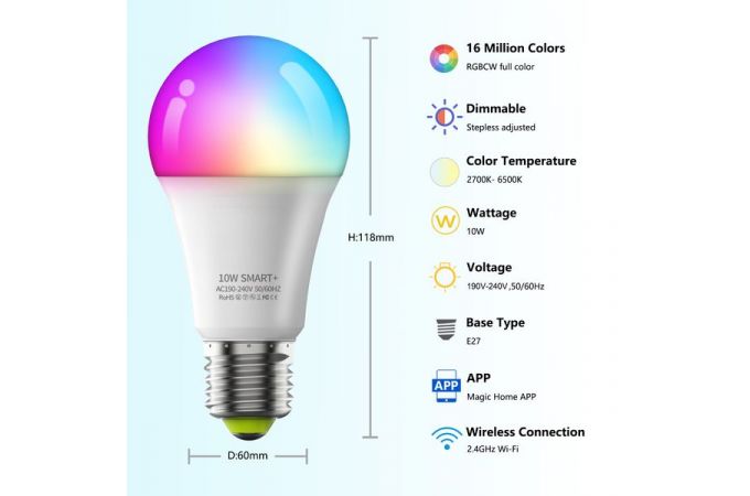 Умная лампочка Орбита OT-HOS16 (E27,10Вт, Wi-Fi,Bluetooth)