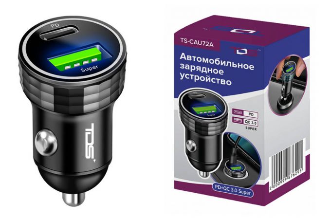 Автомобильное зарядное устройство TDS TS-CAU72A ЗУ авто USB (QC3.0 Super + PD20W,4000mA)