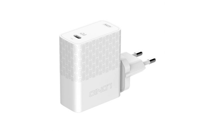 Сетевое зарядное устройство USB + USB-C + кабель Type-C LDNIO PD+QC 4.0 Выход: 3.3-20V, max 40W (белый)