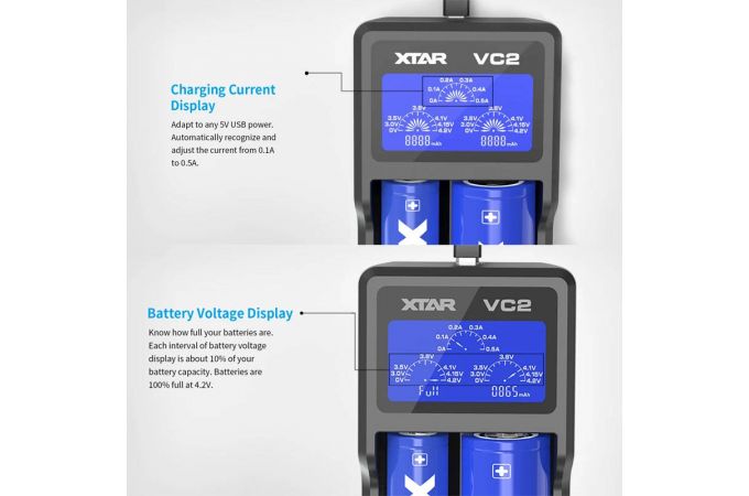 Зарядное устройство для аккумуляторов XTAR VC2