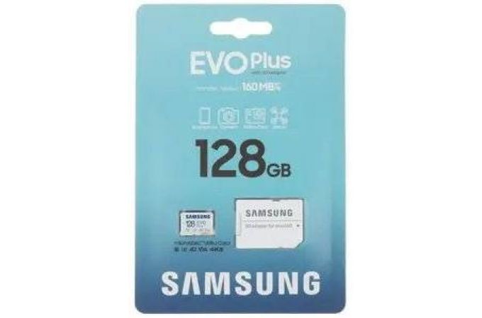 Карта памяти MicroSDXC_128 Gb Samsung EVO PLUS 160Mb/s MB-MC128SA / R/W 160/90 MB/s/UHS-I / U3 / V30 / A2
