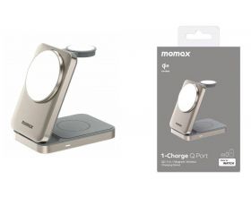 Беспроводное зарядное устройство 3 в 1 MOMAX 1-Charge Q.Port Qi2 Magnetic Stand(UD36L) Titanium