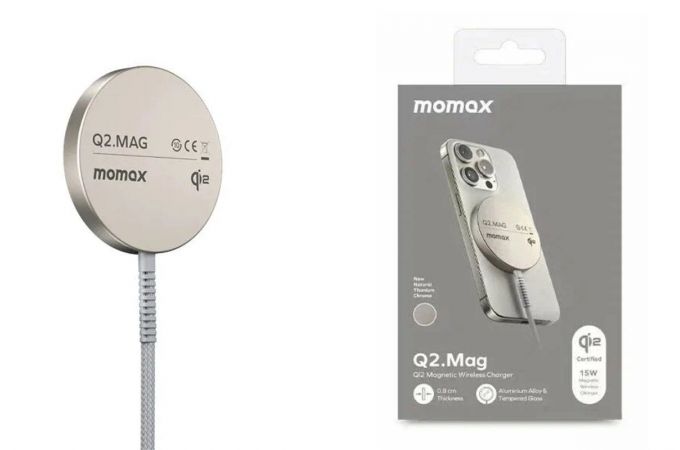 Беспроводное зарядное устройство MOMAX UD32L Qi2 Magnetic Titanium