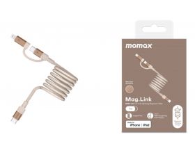 Кабель USB 2 в 1 MOMAX Mag.Link 60W USB-C to USB-C & Lightning Magnetic cable(DL58L2) 1M Desert Gold