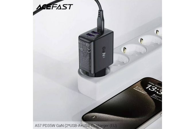 Сетевое зарядное устройство 2USB + USB-C ACEFAST A57 PD35W GaN Black (черный)