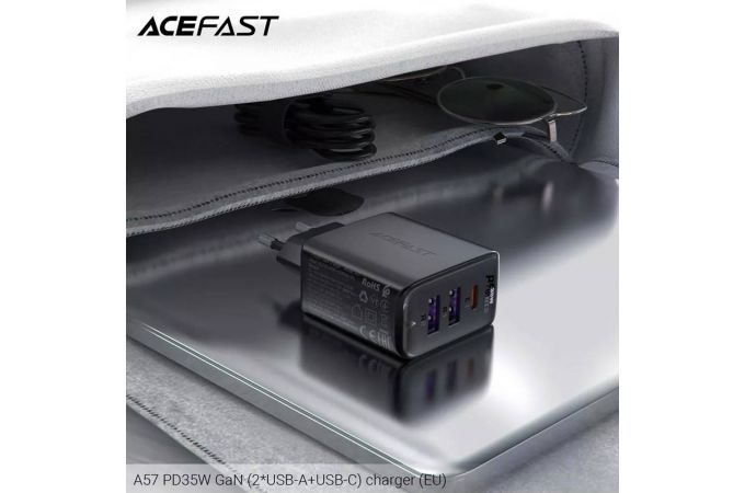 Сетевое зарядное устройство 2USB + USB-C ACEFAST A57 PD35W GaN Black (черный)