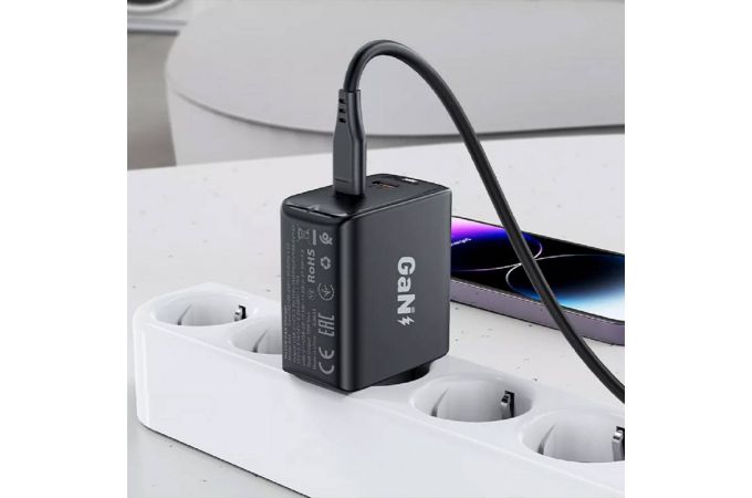 Сетевое зарядное устройство USB-C + USB-C ACEFAST A49 PD35W GaN Black (черный)