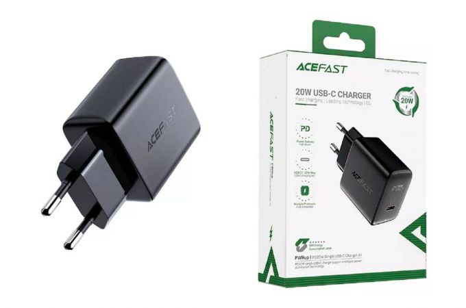 Сетевое зарядное устройство ACEFAST A1 PD20W single USB-C Black (черный)