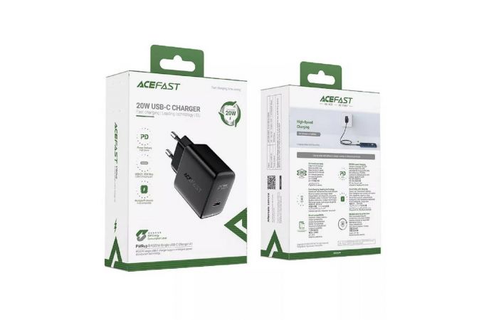 Сетевое зарядное устройство ACEFAST A1 PD20W single USB-C Black (черный)