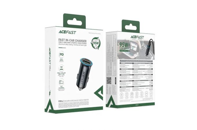 Автомобильное зарядное устройство АЗУ USB + USB-C ACEFAST B16 95W, Metal gray