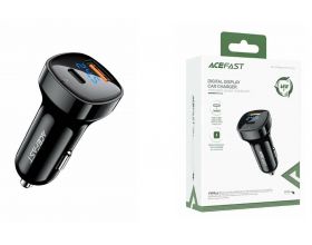Автомобильное зарядное устройство АЗУ USB + USB-C ACEFAST B4 digital display 66W Black