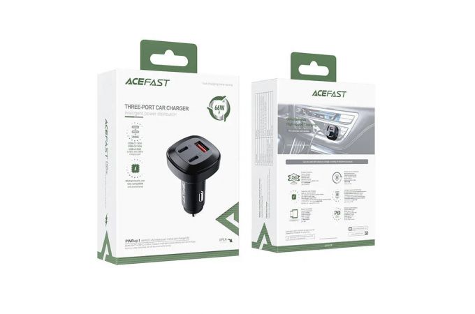 Автомобильное зарядное устройство АЗУ USB + 2USB-C ACEFAST B3 66W Black