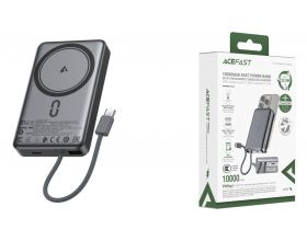 Универсальный дополнительный аккумулятор Power Bank ACEFAST M18 PD20W/22.5W magnetic fast charging with built-in cable 10000mAh Black