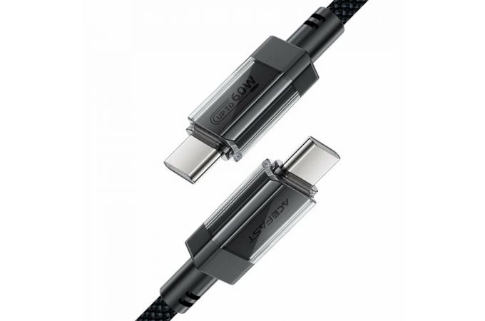 Кабель USB Type-C - USB Type-C ACEFAST C12-03 Transparent Shell Stainless Steel Charging Data Cable Black