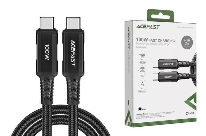 Кабель USB Type-C - USB Type-C ACEFAST C4-03 100W aluminum alloy charging data cable Black (черный)