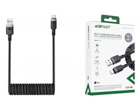 Кабель USB - USB Type-C ACEFAST C14-04 spring charging data cable, Black