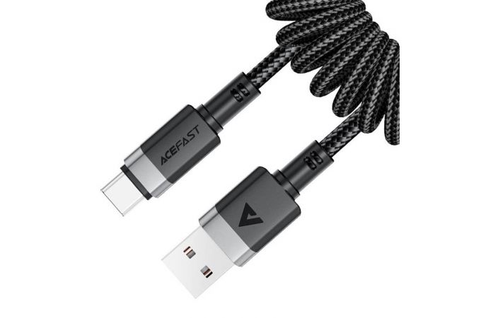 Кабель USB - USB Type-C ACEFAST C14-04 spring charging data cable, Black