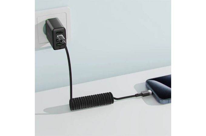 Кабель USB Type-C - USB Type-C ACEFAST C14-03 spring charging data cable, Black