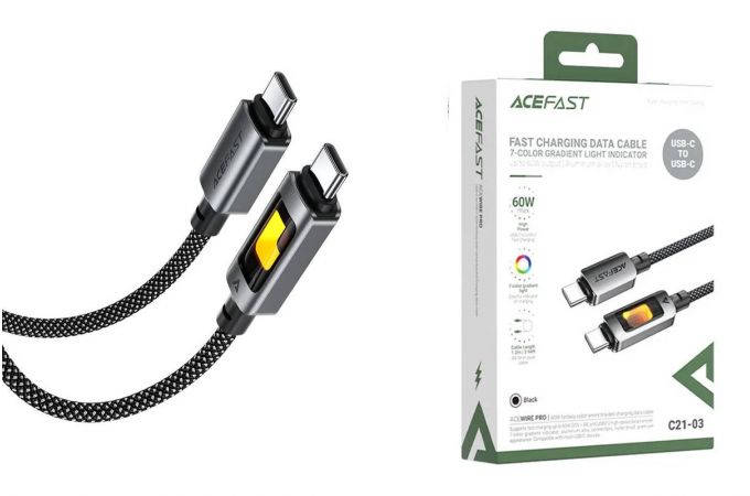 Кабель USB Type-C - USB Type-C ACEFAST C21-03 60W fantasy color series braided Black