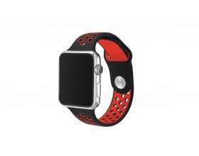 Ремешок силиконовый  "Спорт вариант 2" Apple Watch 38-40 мм черно-красный